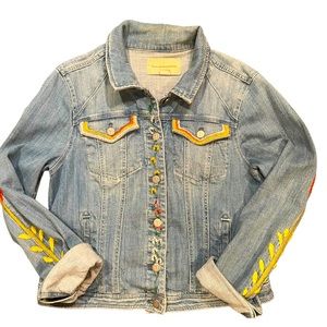 Pilcro cropped embroidered denim jacket